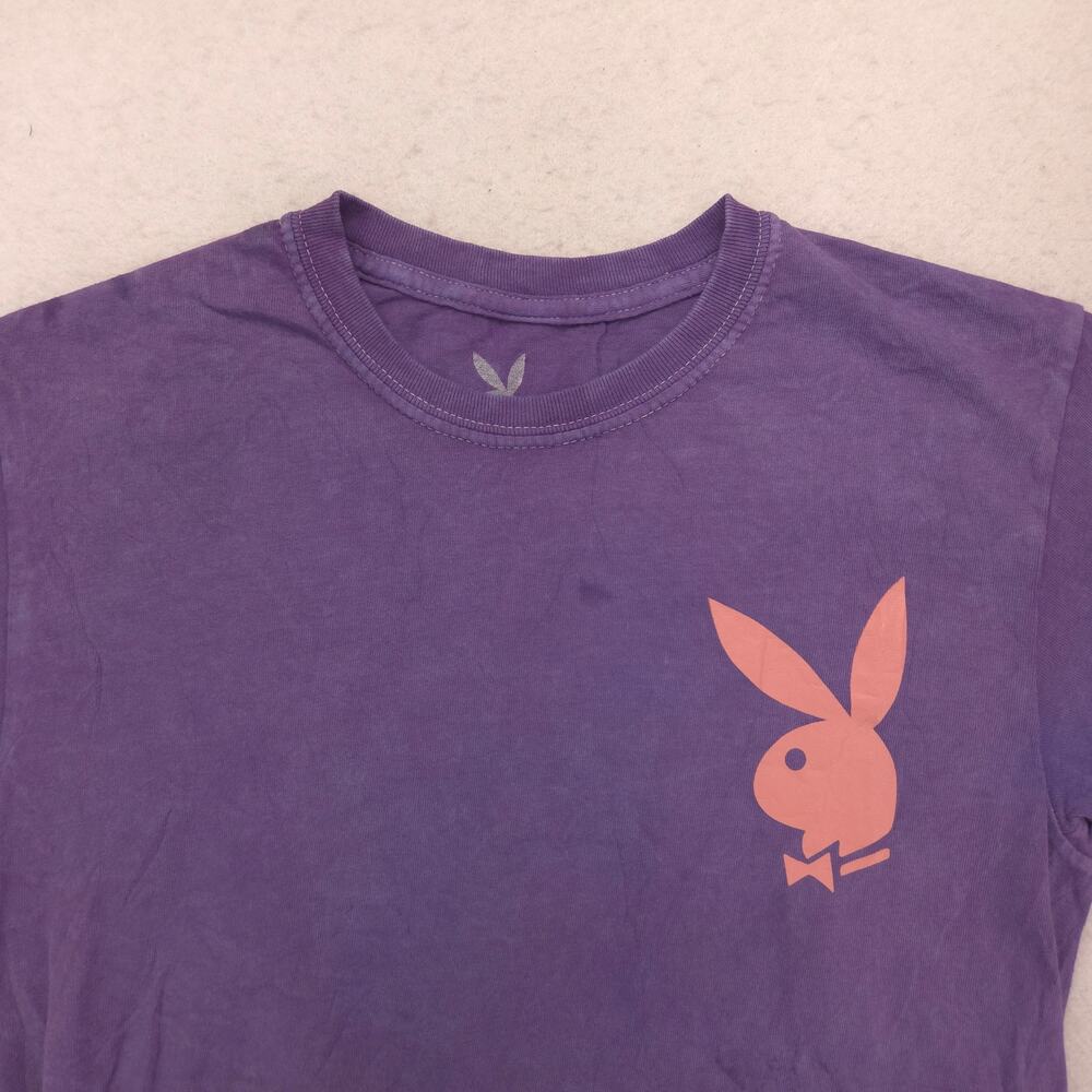 Playboy Graphic Casual Short Sleeve Crew Neck T Shirt Mens Size Small S Purple